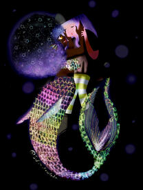 a mermaid rescuing a drowning girl